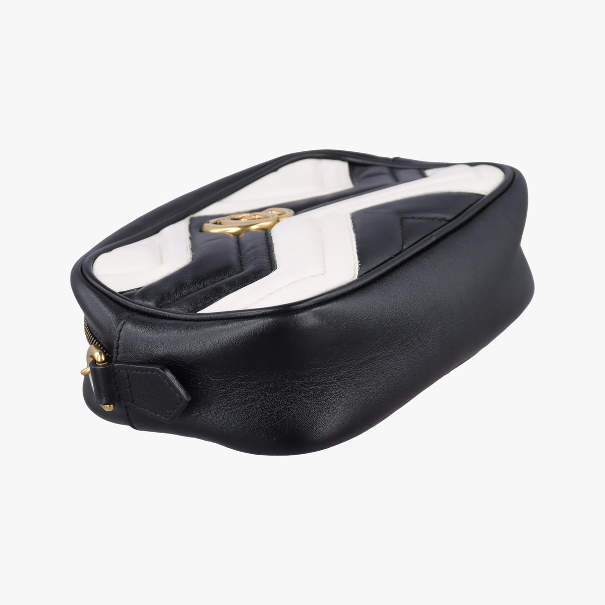 Pre-owned Gucci GG Marmont Black×white Leather 448065 shoulderbag | stylenewstar