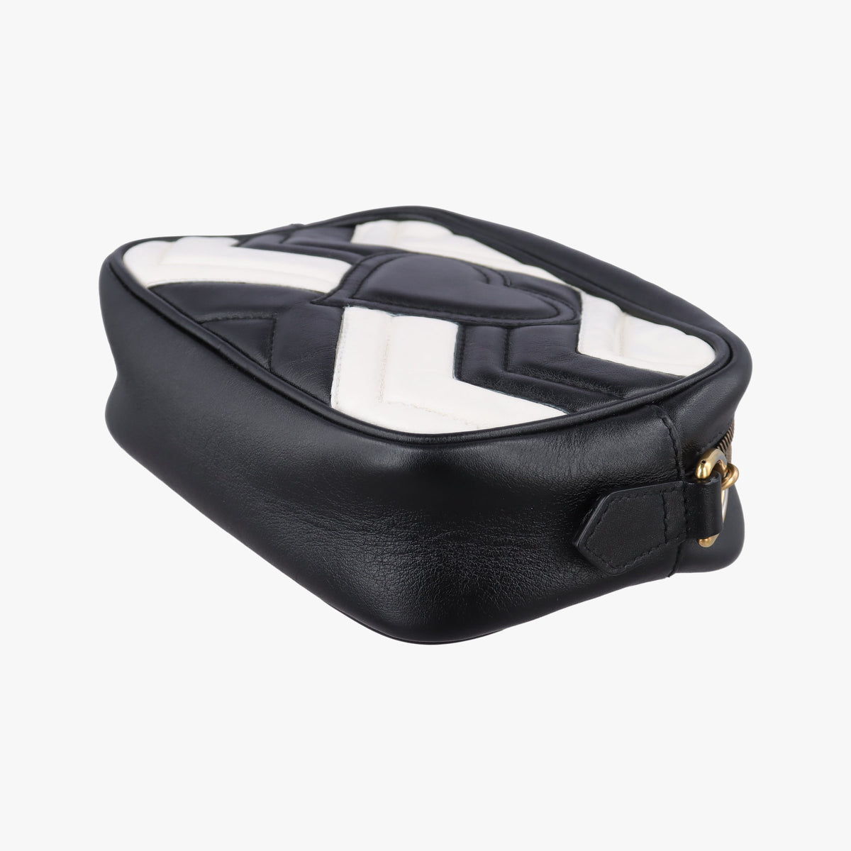Pre-owned Gucci GG Marmont Black×white Leather 448065 shoulderbag | stylenewstar