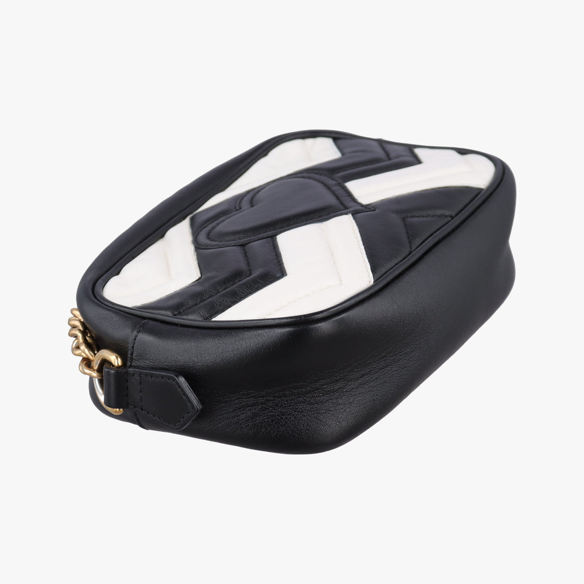 Pre-owned Gucci GG Marmont Black×white Leather 448065 shoulderbag | stylenewstar
