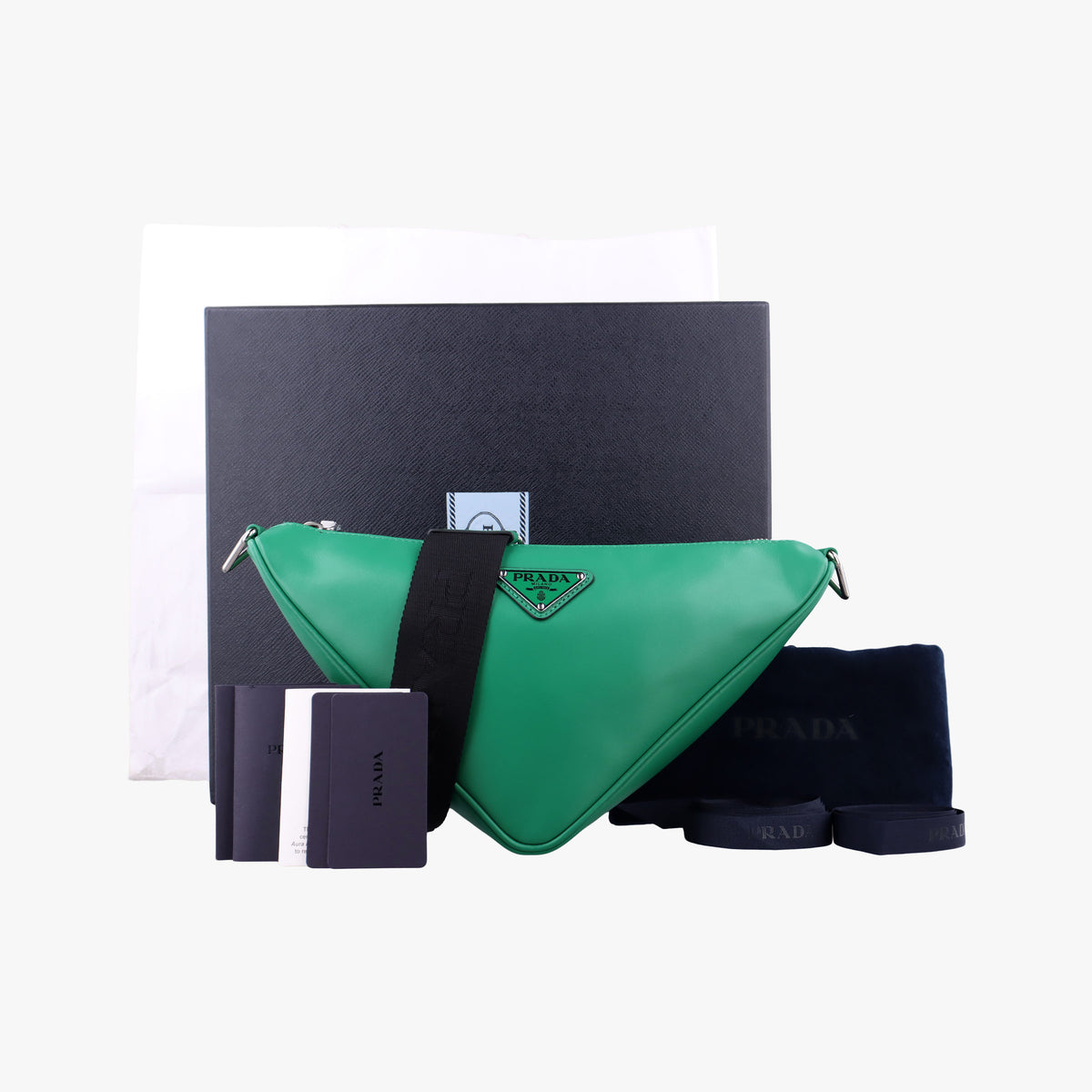 Secondhand Prada Triangle Green Leather  shoulderbag | stylenewstar