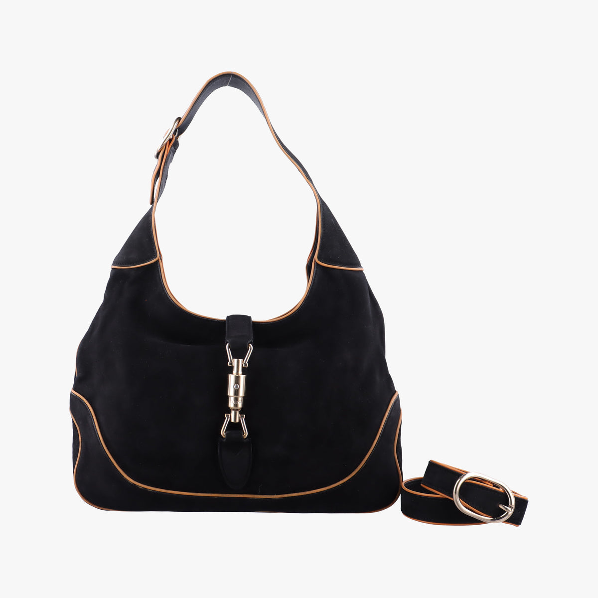 Vintage Gucci Jackie Flora Hobo Black Suede 277520 shoulderbag | stylenewstar