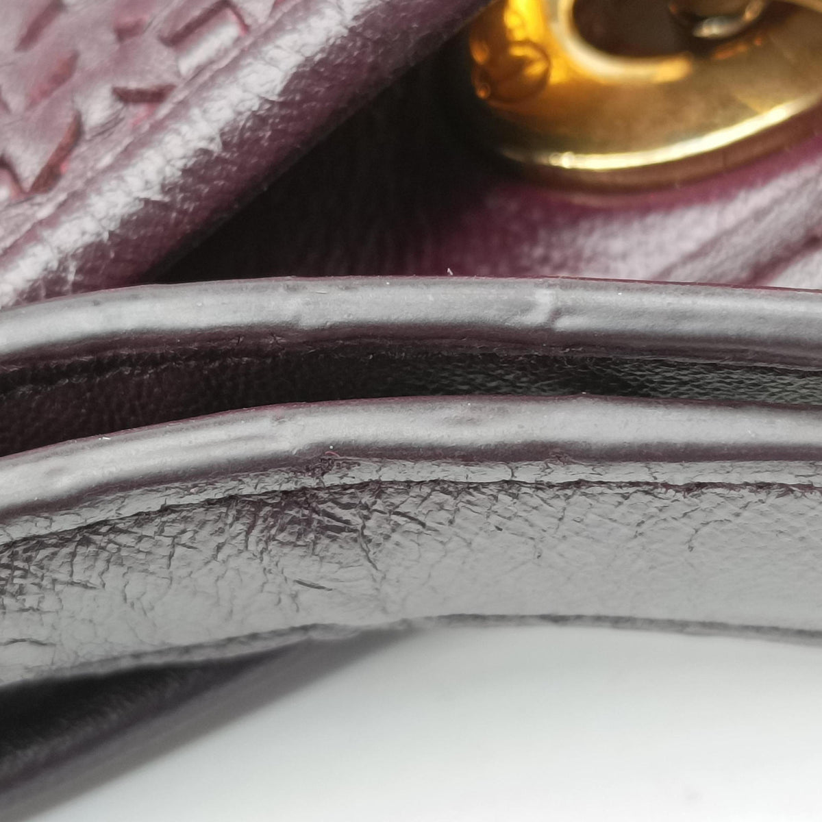 Pre-owned Christian Dior Soft Lady Dior Intrecciato Tote Burgundy lambskin  handbag | stylenewstar