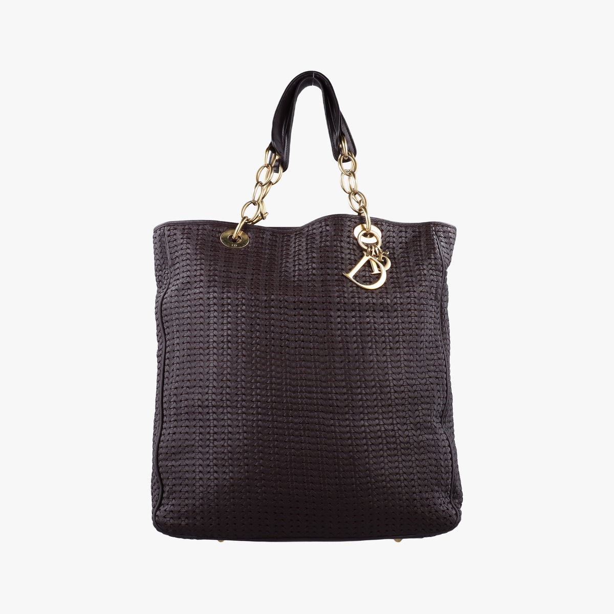 Pre-owned Christian Dior Soft Lady Dior Intrecciato Tote Burgundy lambskin  handbag | stylenewstar