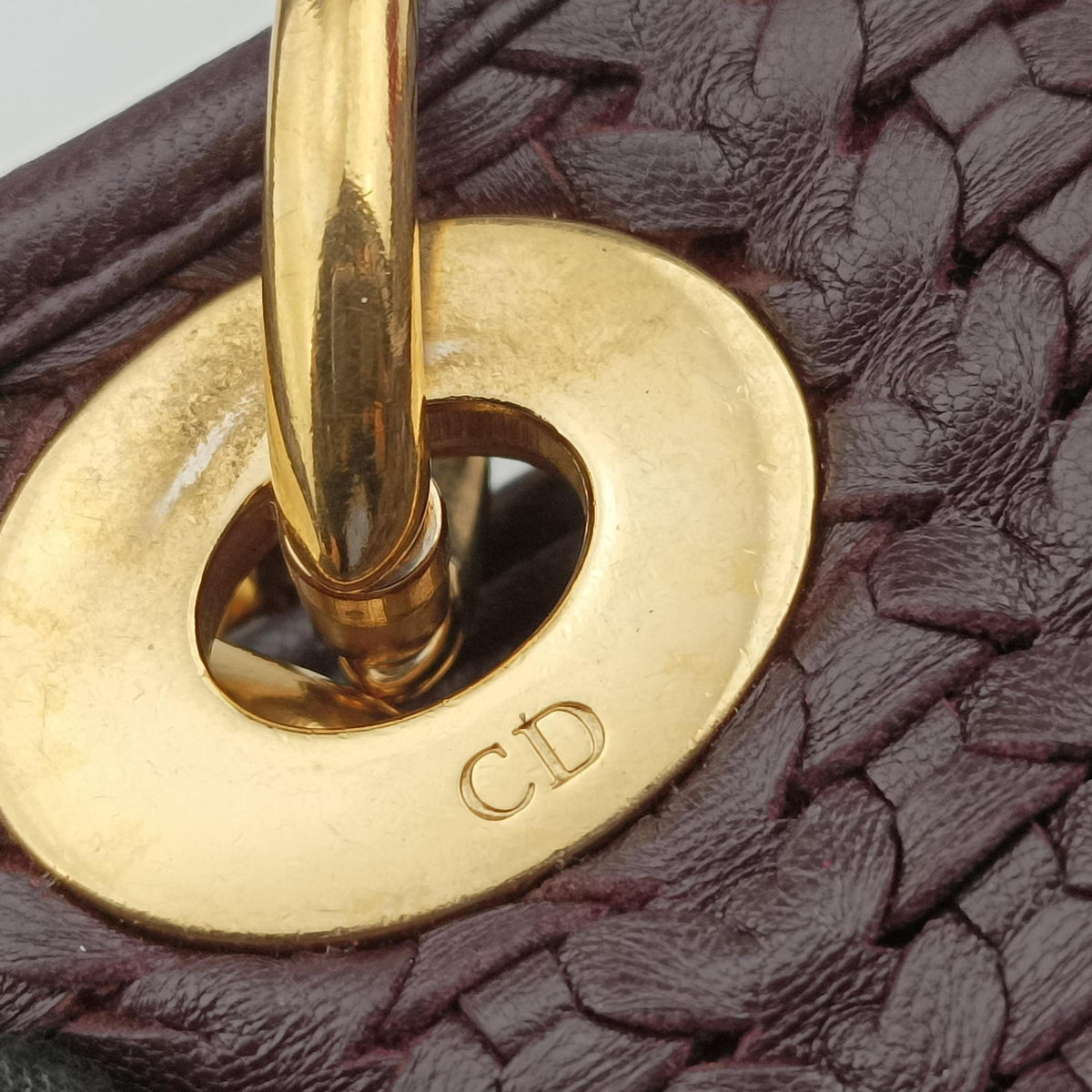 Pre-owned Christian Dior Soft Lady Dior Intrecciato Tote Burgundy lambskin  handbag | stylenewstar