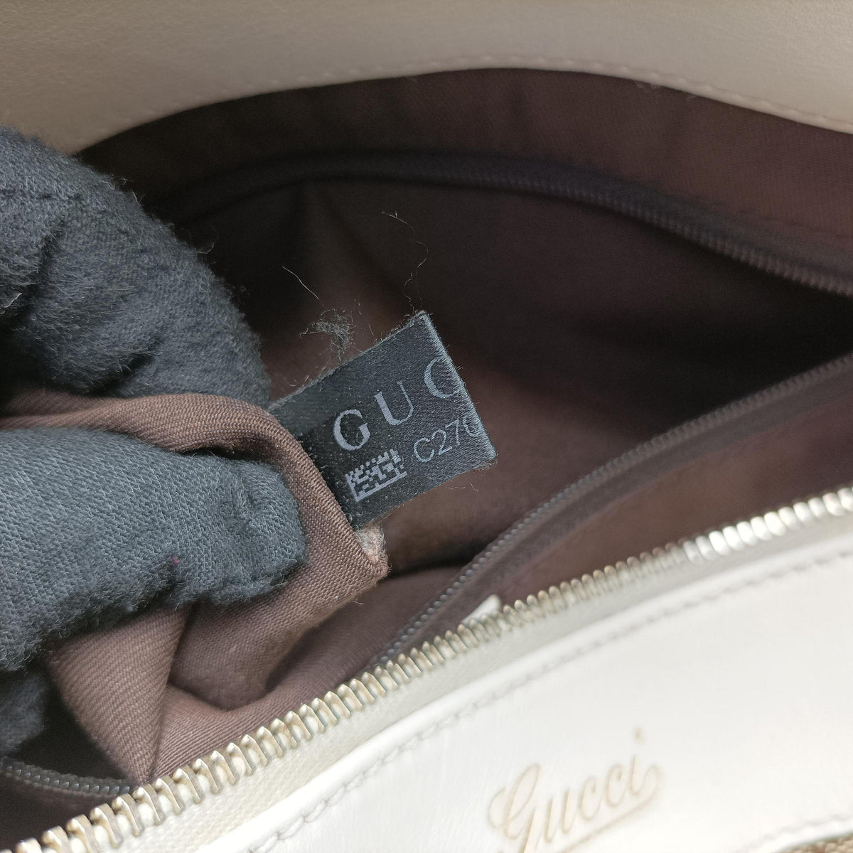 Secondhand Gucci Abbey BeigexWhite canvas×leather 189831 handbag | stylenewstar