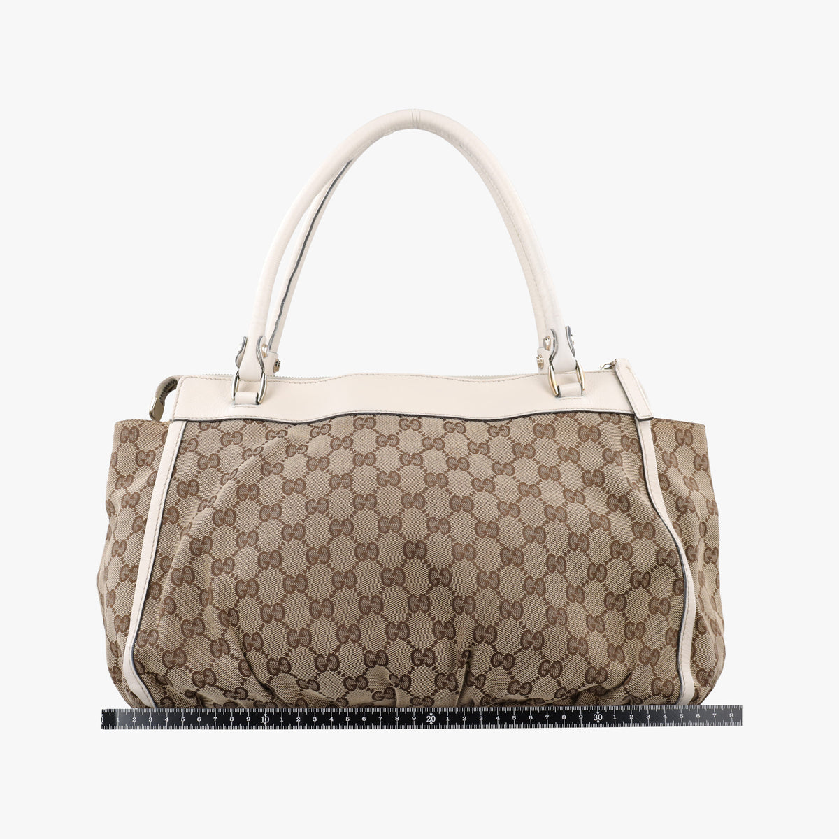 Secondhand Gucci Abbey BeigexWhite canvas×leather 189831 handbag | stylenewstar