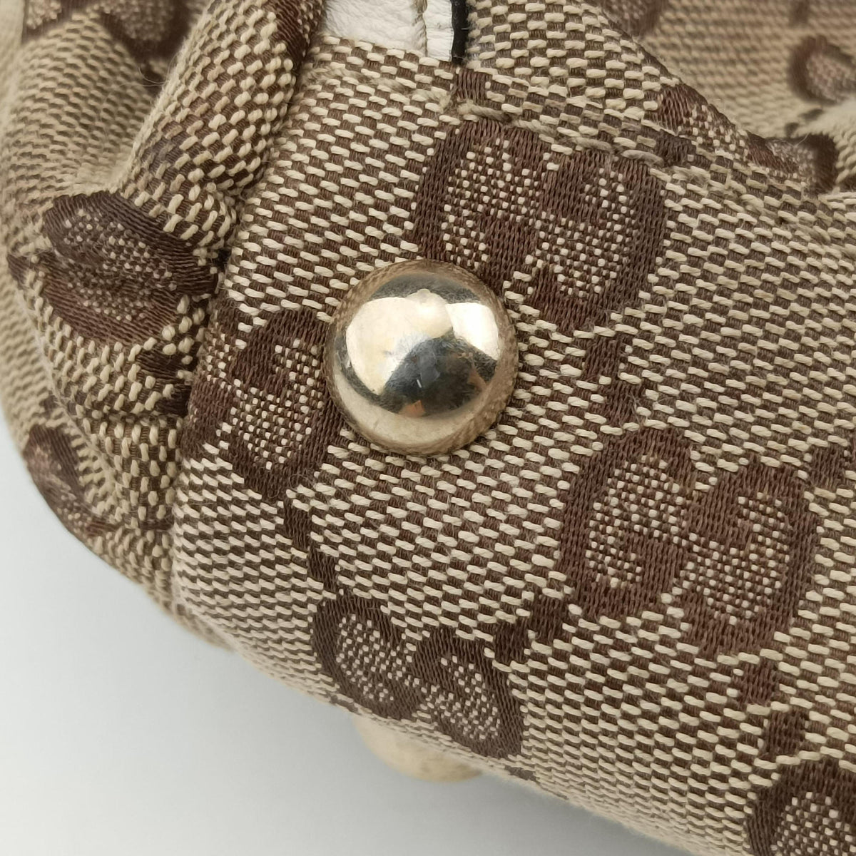 Secondhand Gucci Abbey BeigexWhite canvas×leather 189831 handbag | stylenewstar