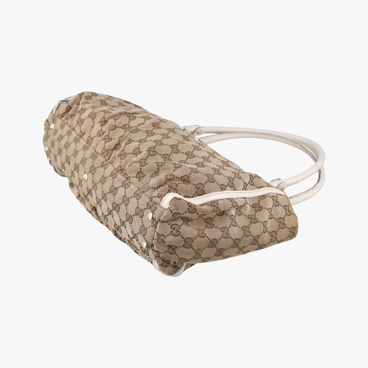 Secondhand Gucci Abbey BeigexWhite canvas×leather 189831 handbag | stylenewstar