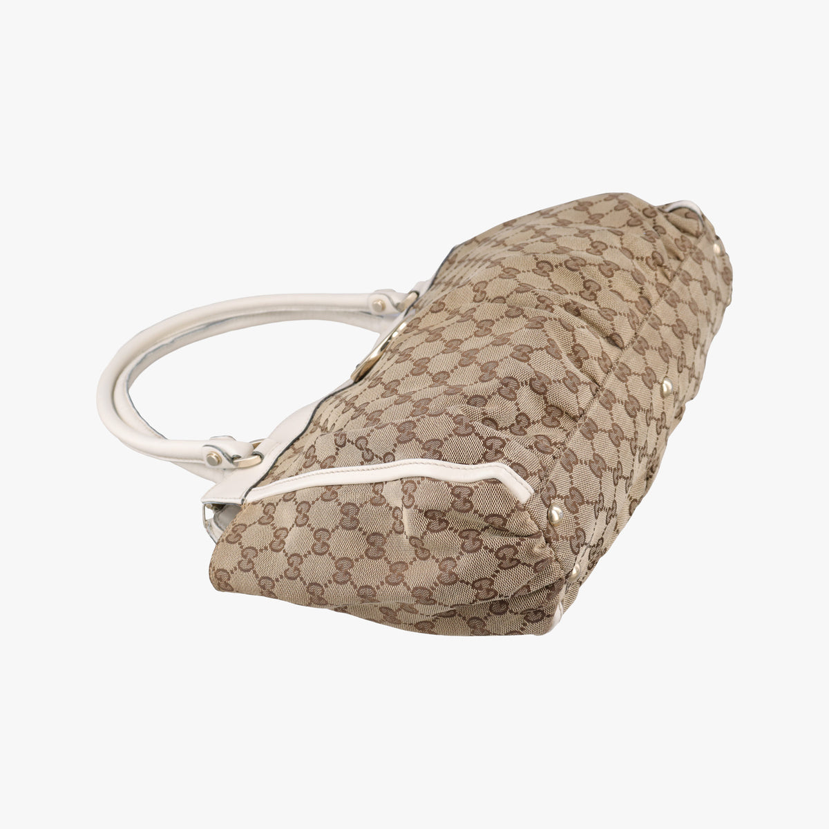 Secondhand Gucci Abbey BeigexWhite canvas×leather 189831 handbag | stylenewstar