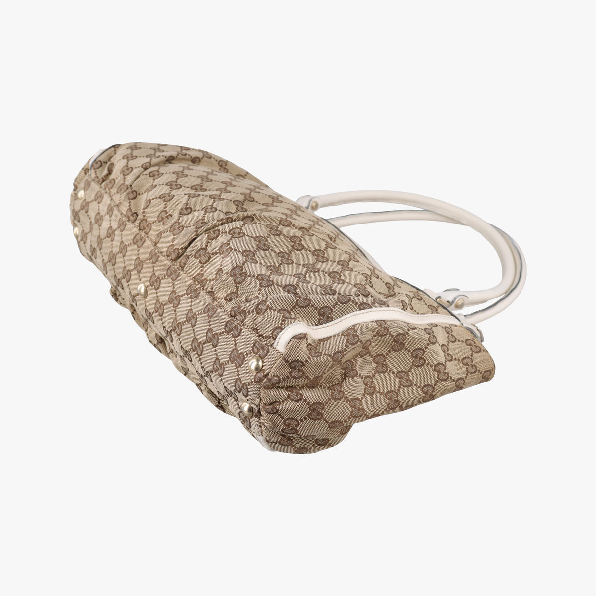 Secondhand Gucci Abbey BeigexWhite canvas×leather 189831 handbag | stylenewstar