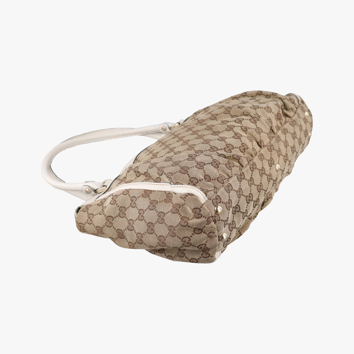 Secondhand Gucci Abbey BeigexWhite canvas×leather 189831 handbag | stylenewstar