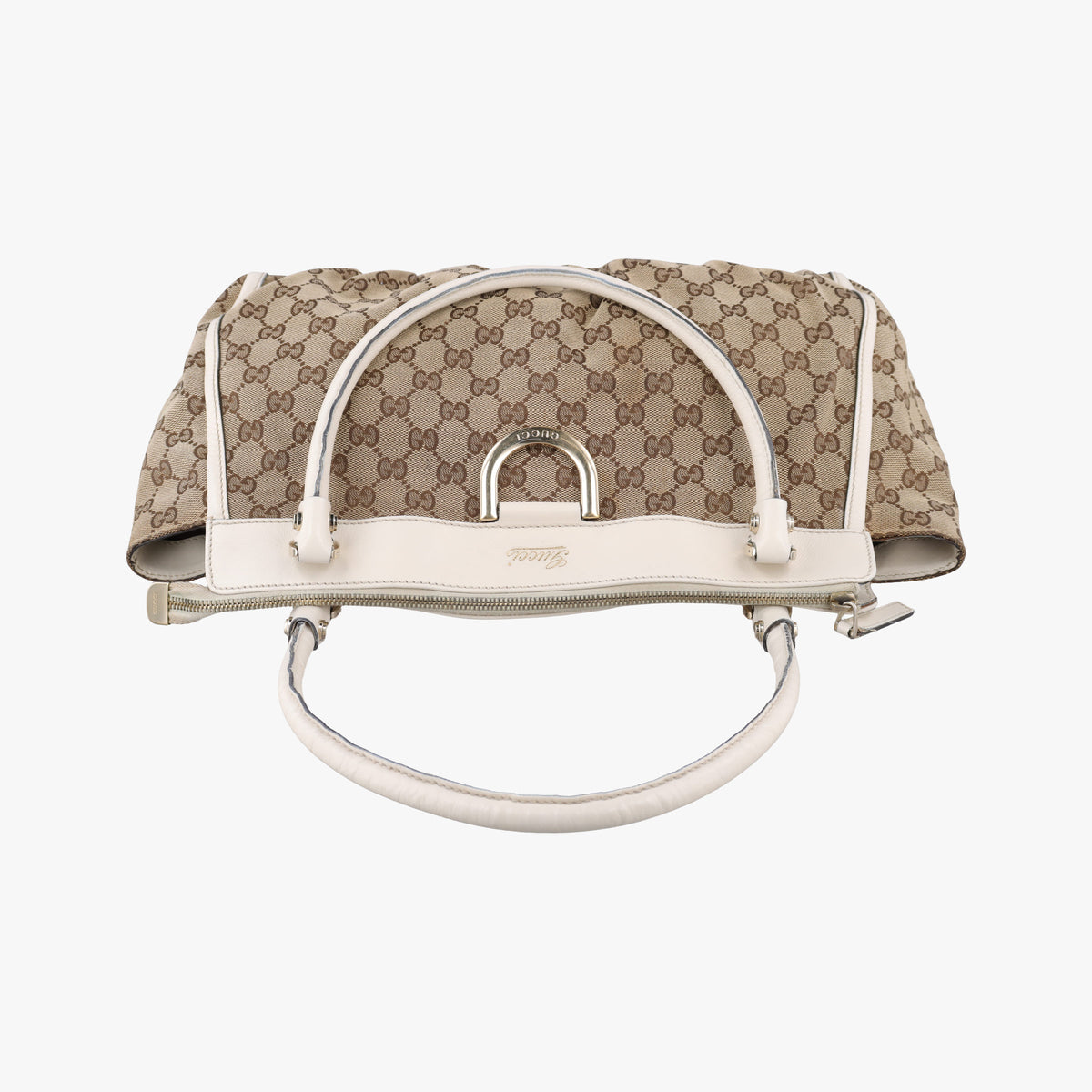 Secondhand Gucci Abbey BeigexWhite canvas×leather 189831 handbag | stylenewstar