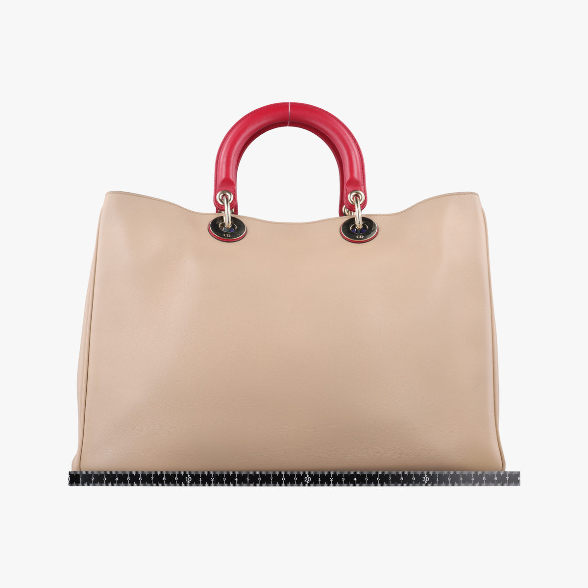 Pre-owned Christian Dior Diorissimo Beige×Red Leather  shoulderbag | stylenewstar