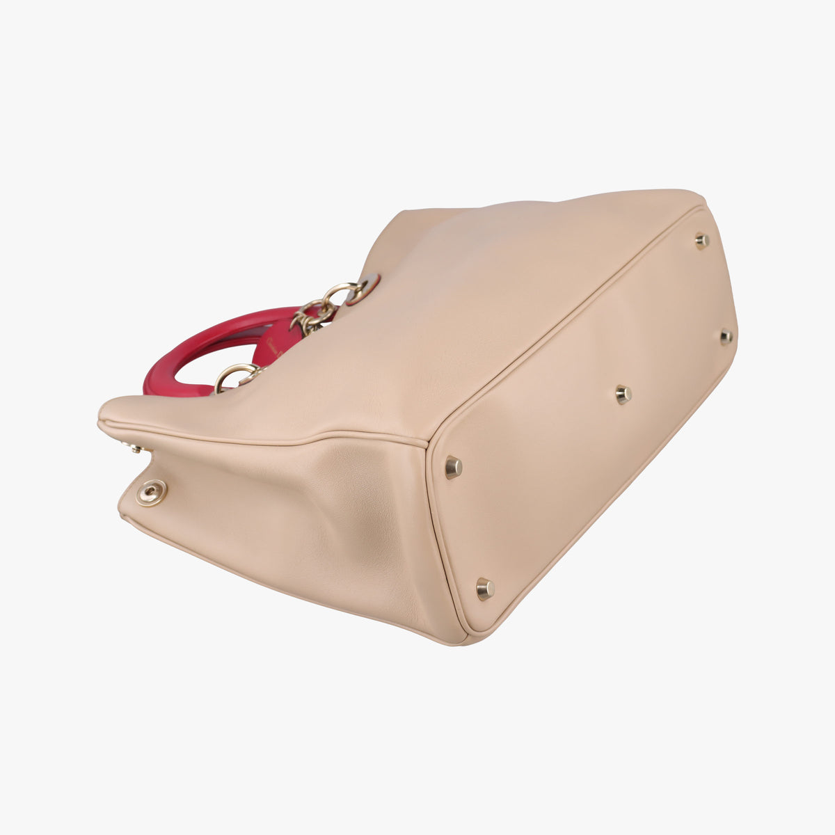 Pre-owned Christian Dior Diorissimo Beige×Red Leather  shoulderbag | stylenewstar