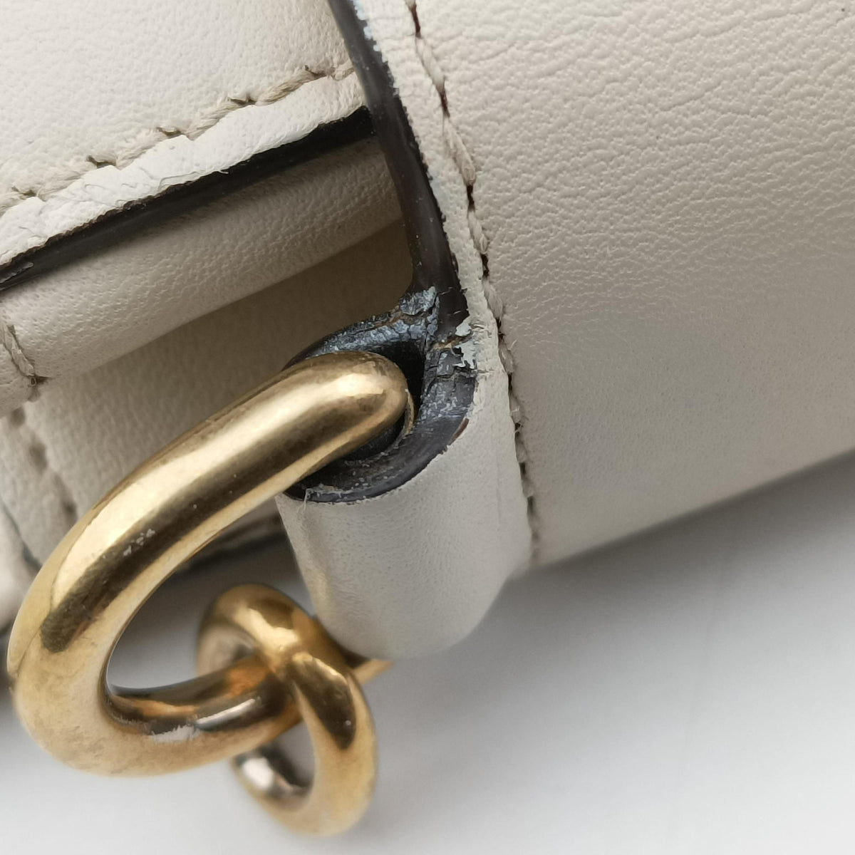 Pre-owned Gucci Broadway Tiger Head White Leather 453777 shoulderbag | stylenewstar