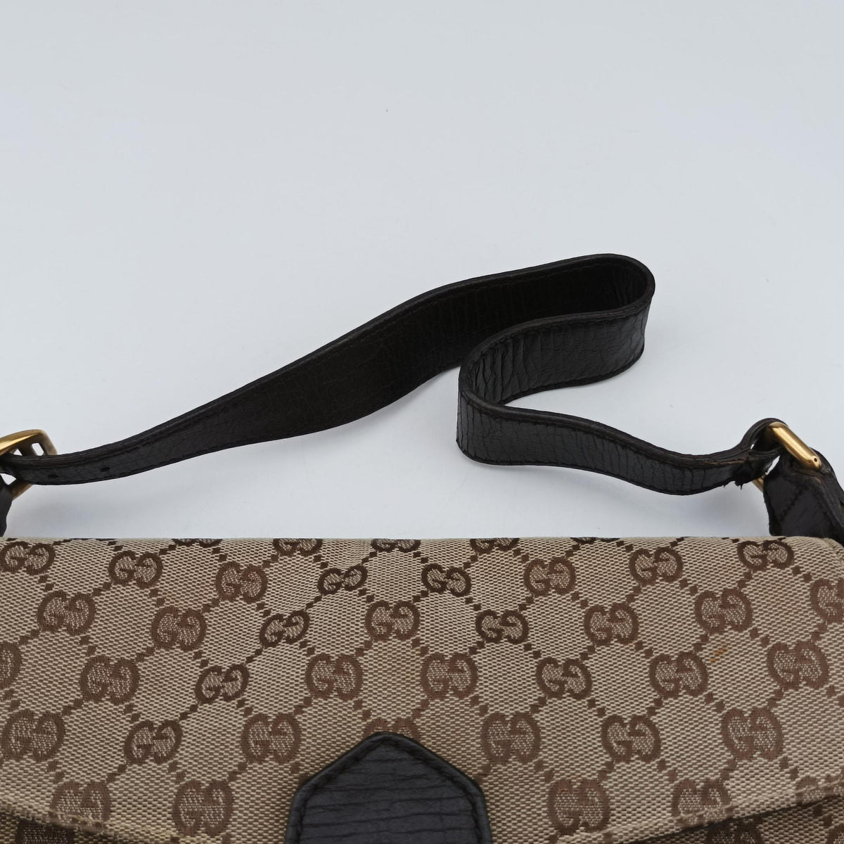 Vintage Gucci Horsebit Beige×Brown Canvas×Leather 114915 shoulderbag | stylenewstar