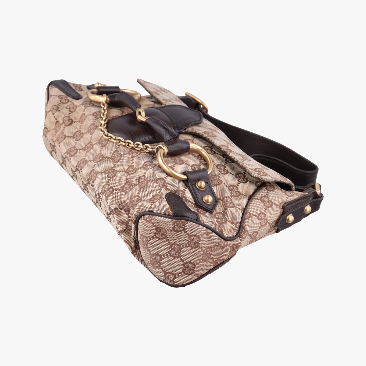 Vintage Gucci Horsebit Beige×Brown Canvas×Leather 114915 shoulderbag | stylenewstar