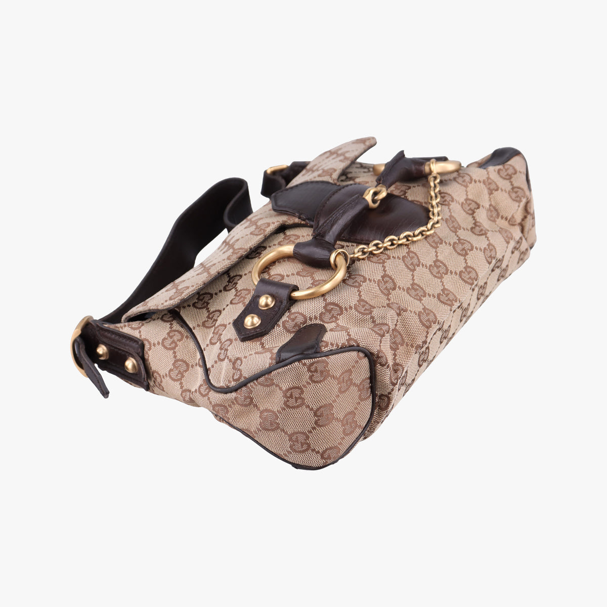 Vintage Gucci Horsebit Beige×Brown Canvas×Leather 114915 shoulderbag | stylenewstar