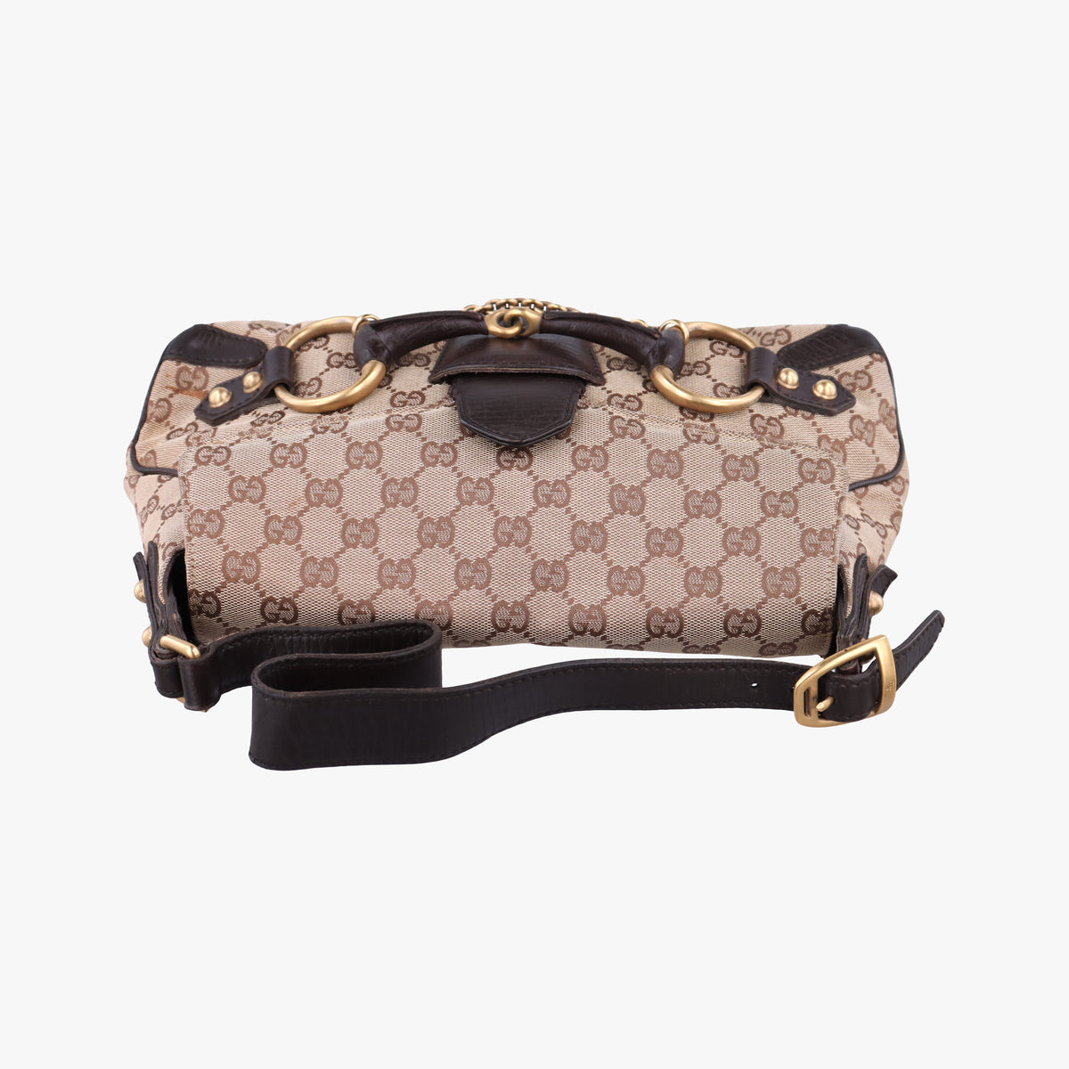 Vintage Gucci Horsebit Beige×Brown Canvas×Leather 114915 shoulderbag | stylenewstar