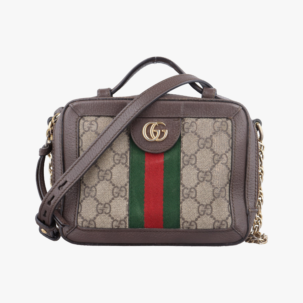Pre-owned Gucci Ophidia Brown×Beige PVC coated canvas×Leather 602576 shoulderbag | stylenewstar