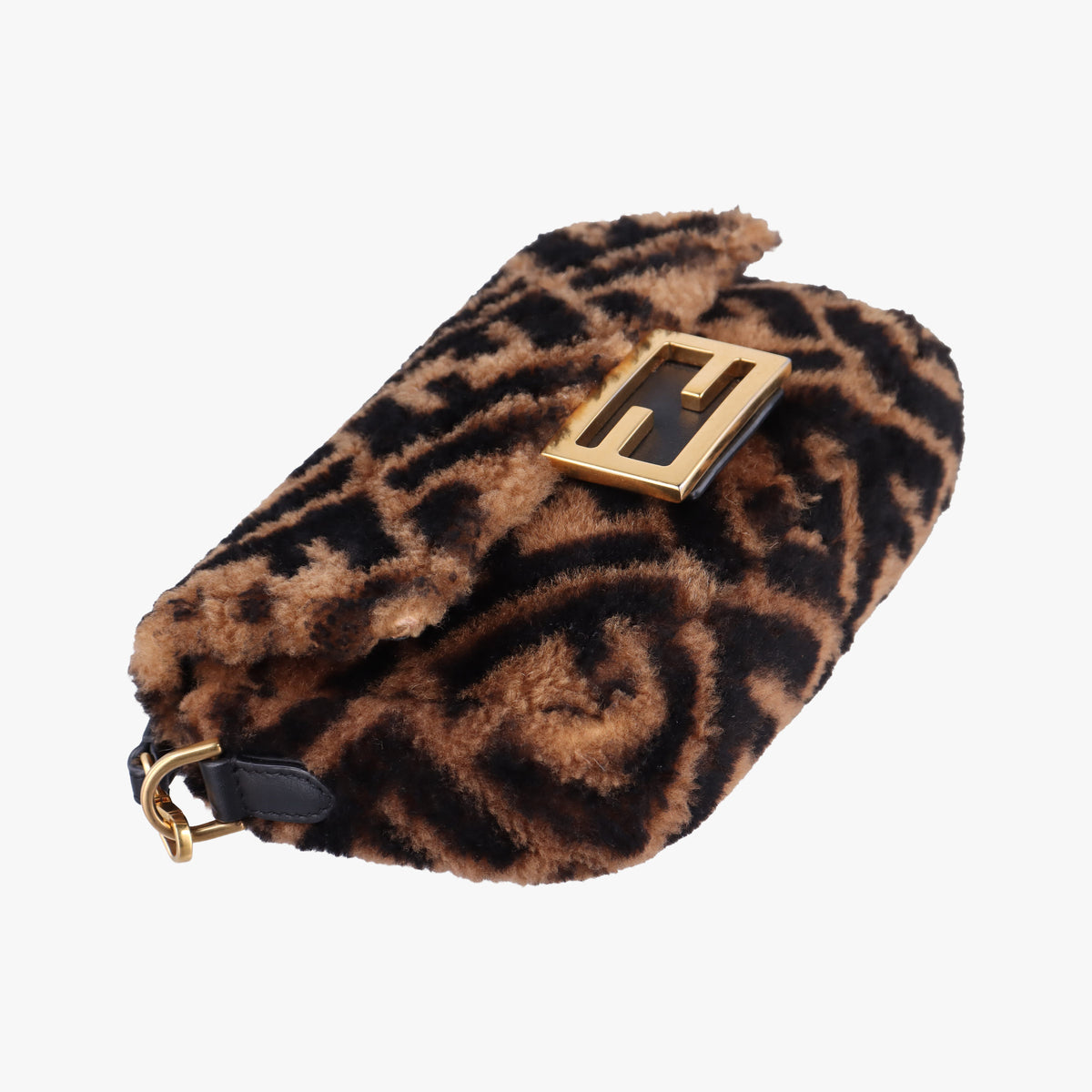 Pre-owned Fendi BAGUETTE Brown×Black fur 8BS017 shoulderbag | stylenewstar