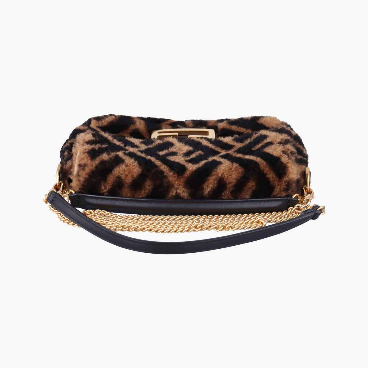 Pre-owned Fendi BAGUETTE Brown×Black fur 8BS017 shoulderbag | stylenewstar