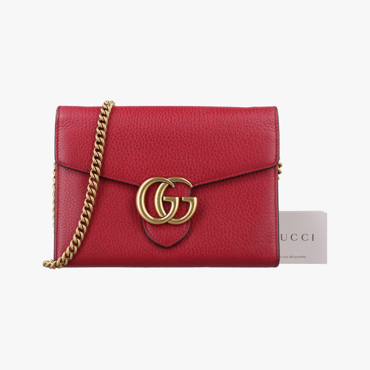 Pre-owned Gucci GG Marmont Red Leather 401232 shoulderbag | stylenewstar