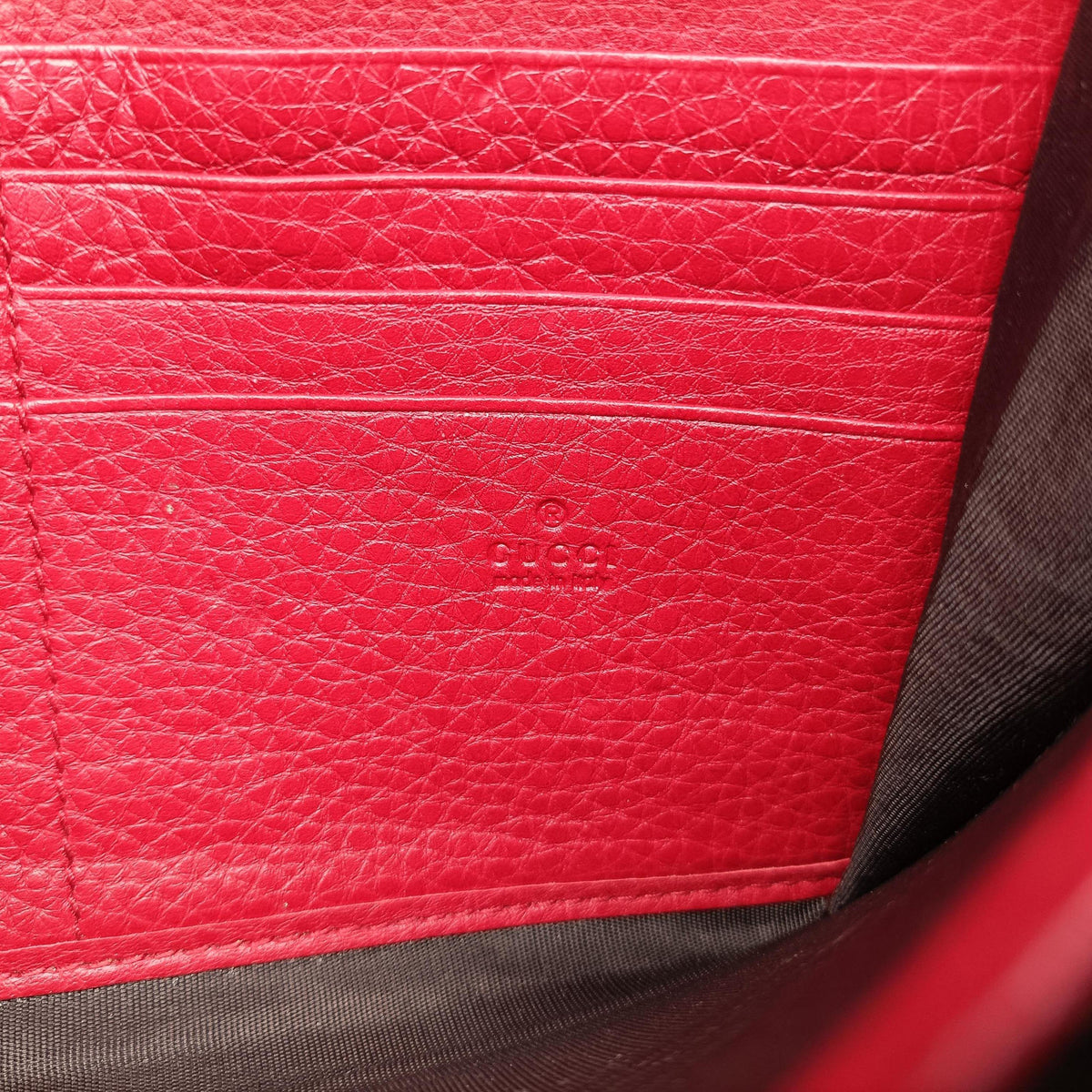 Pre-owned Gucci GG Marmont Red Leather 401232 shoulderbag | stylenewstar