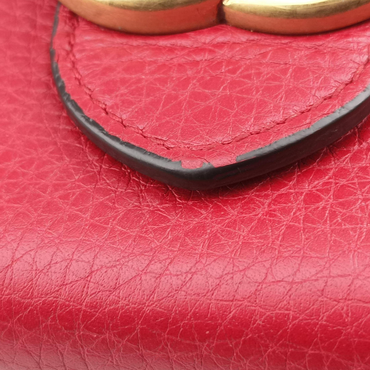 Pre-owned Gucci GG Marmont Red Leather 401232 shoulderbag | stylenewstar