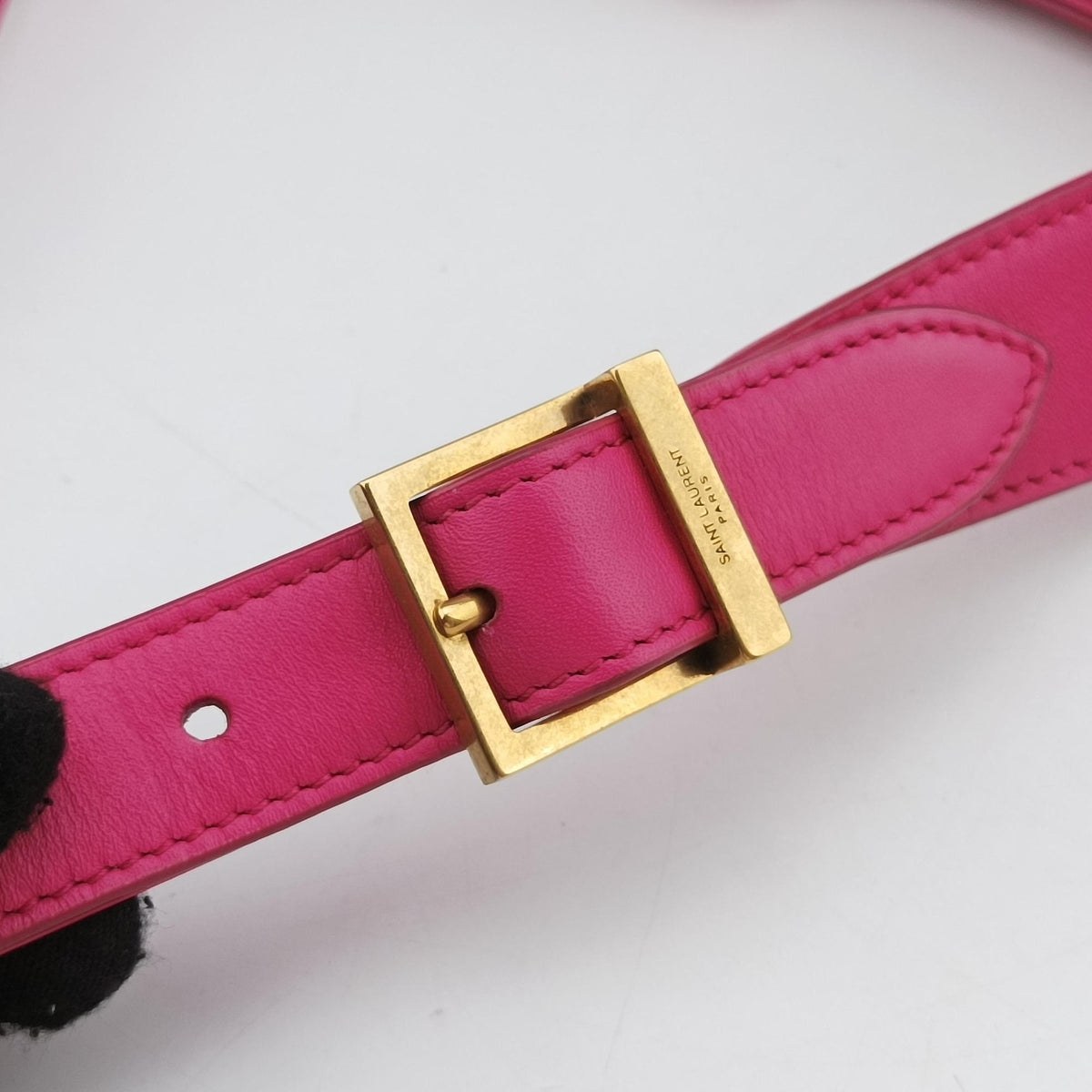 Secondhand Yves Saint Laurent LE 5 a 7Mini Hobo Rose Leather 657223 handbag | stylenewstar