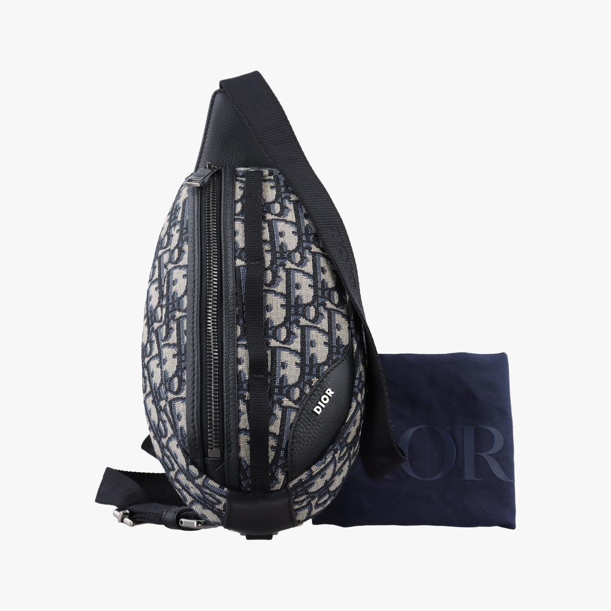 Pre-owned Christian Dior Scarab Oblique Navy Jacquardx leather  bum bag/waist bag | stylenewstar