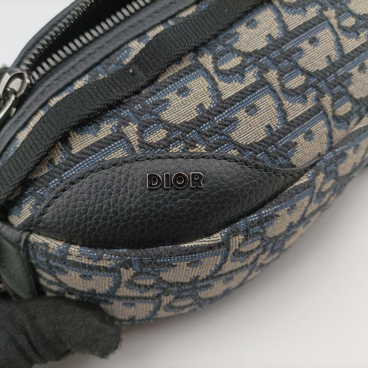 Pre-owned Christian Dior Scarab Oblique Navy Jacquardx leather  bum bag/waist bag | stylenewstar