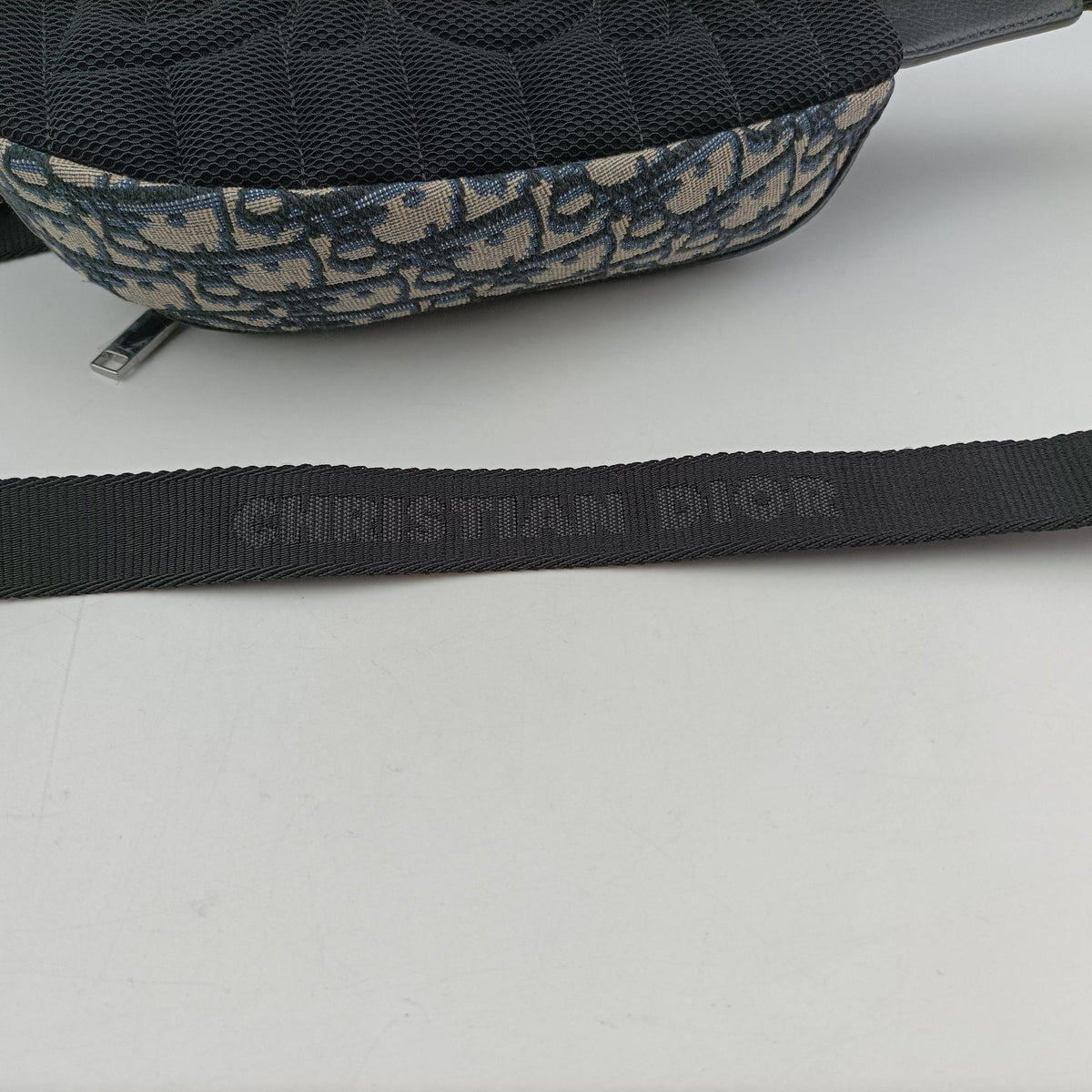 Pre-owned Christian Dior Scarab Oblique Navy Jacquardx leather  bum bag/waist bag | stylenewstar