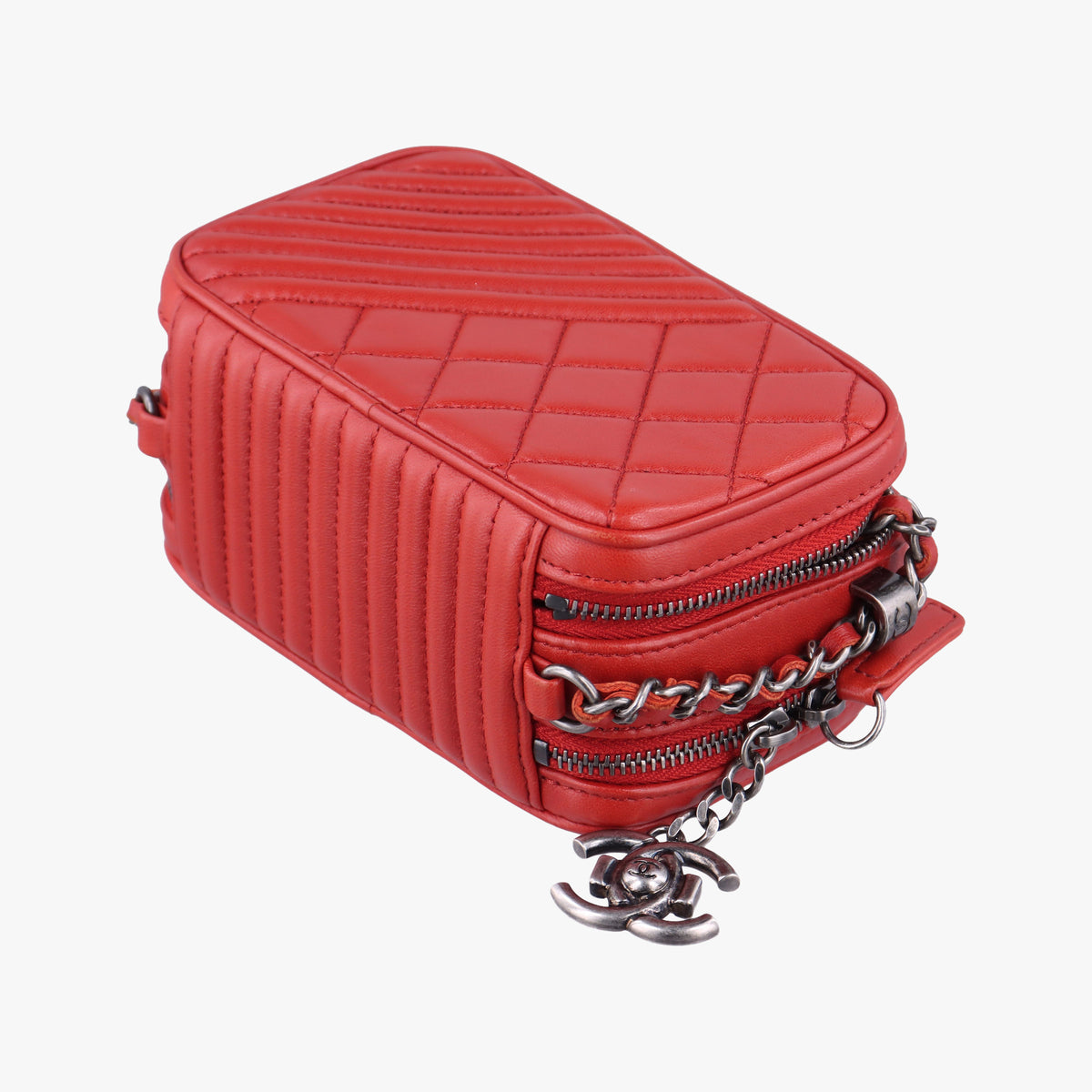Vintage Chanel Coco Boy Camera Case Red lambskin A92654 shoulderbag | stylenewstar