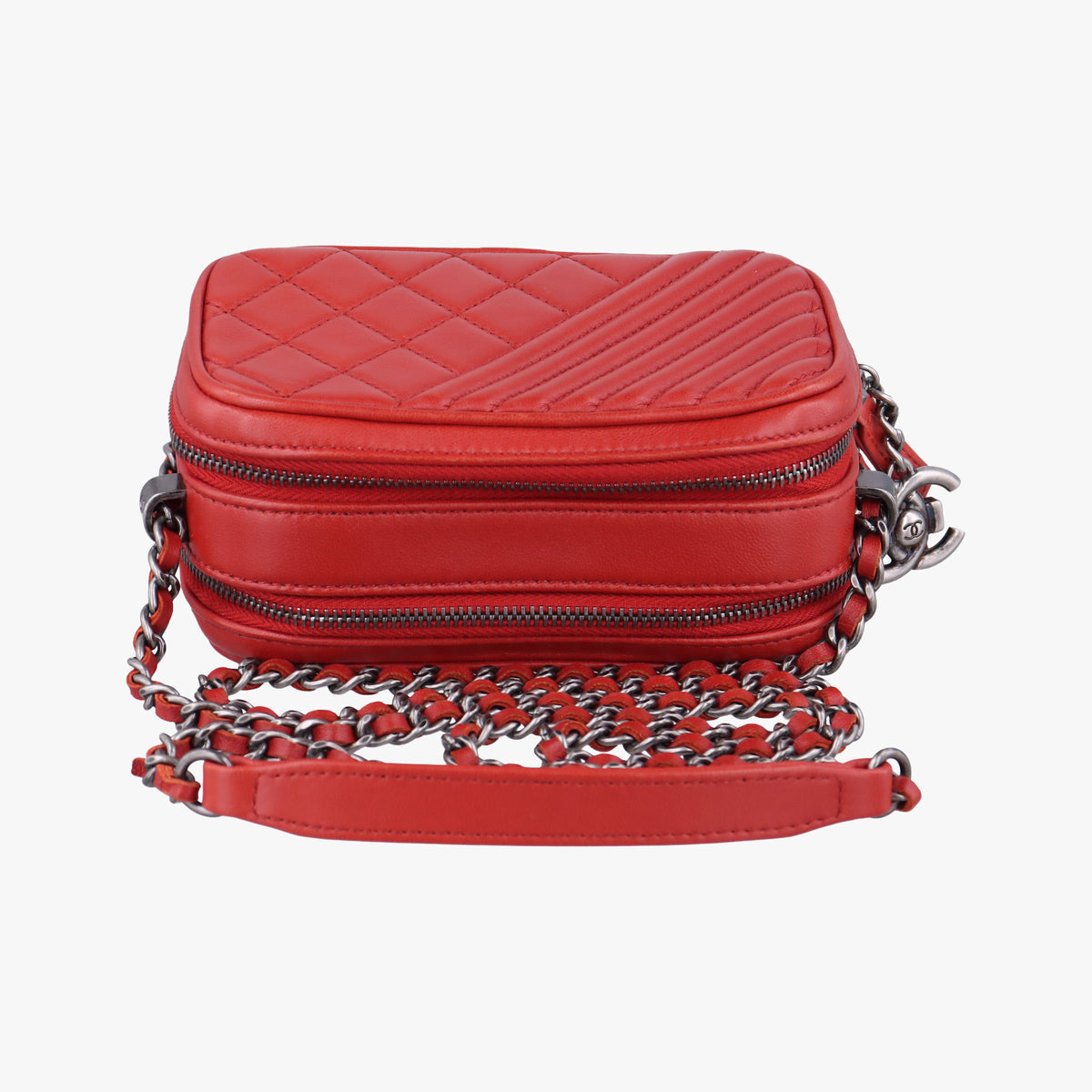 Vintage Chanel Coco Boy Camera Case Red lambskin A92654 shoulderbag | stylenewstar