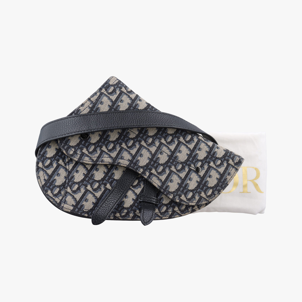 Pre-owned Christian Dior Saddle Navy Jacquard×Leather  bum bag/waist bag | stylenewstar