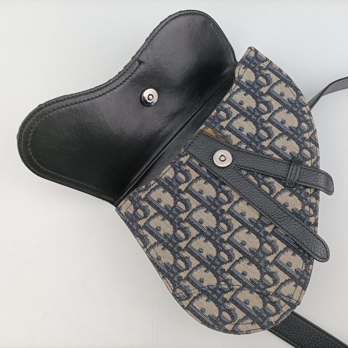 Pre-owned Christian Dior Saddle Navy Jacquard×Leather  bum bag/waist bag | stylenewstar