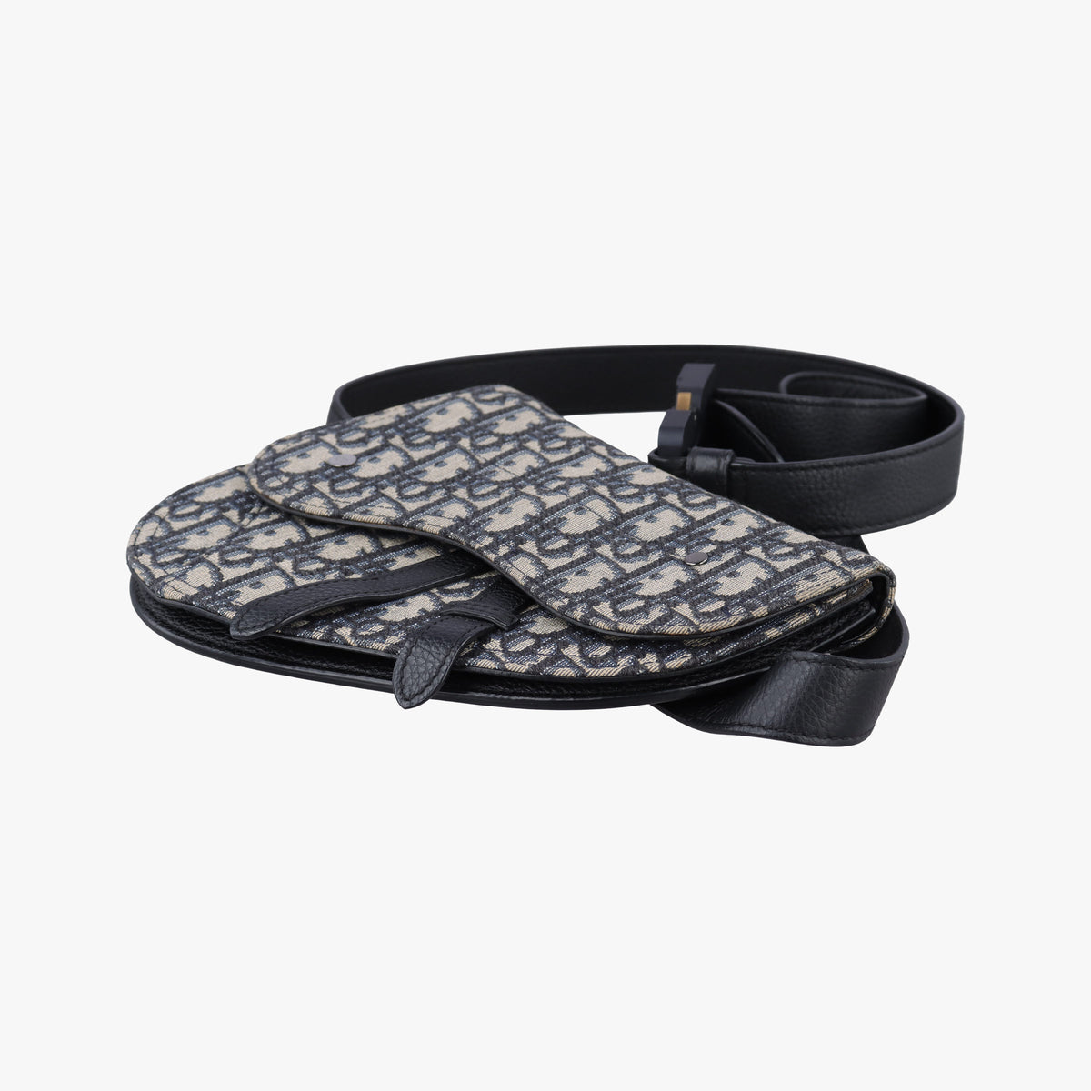 Pre-owned Christian Dior Saddle Navy Jacquard×Leather  bum bag/waist bag | stylenewstar