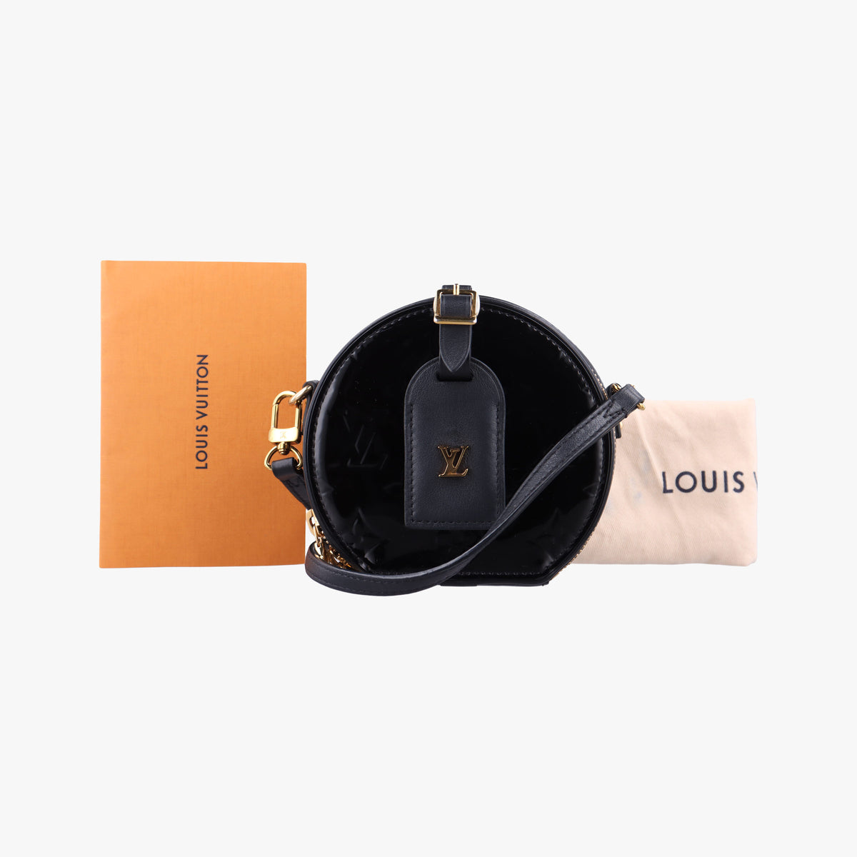 Pre-owned Louis Vuitton Mini Boite Chapeau Souple Noir Vernis M90469 shoulderbag | stylenewstar