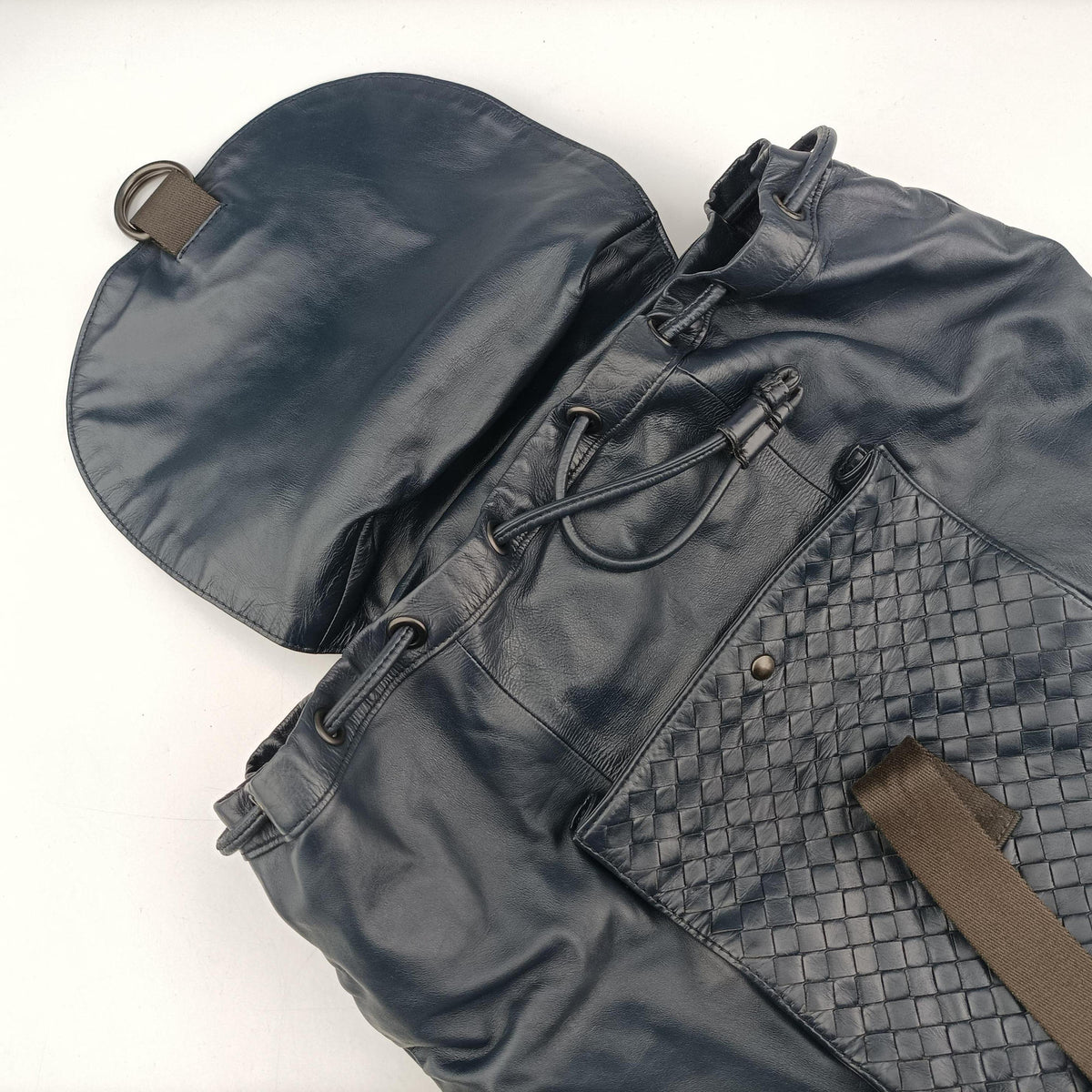 Vintage Bottega Veneta Intrecciato Navy Lambskin  backpack/rucksack | stylenewstar