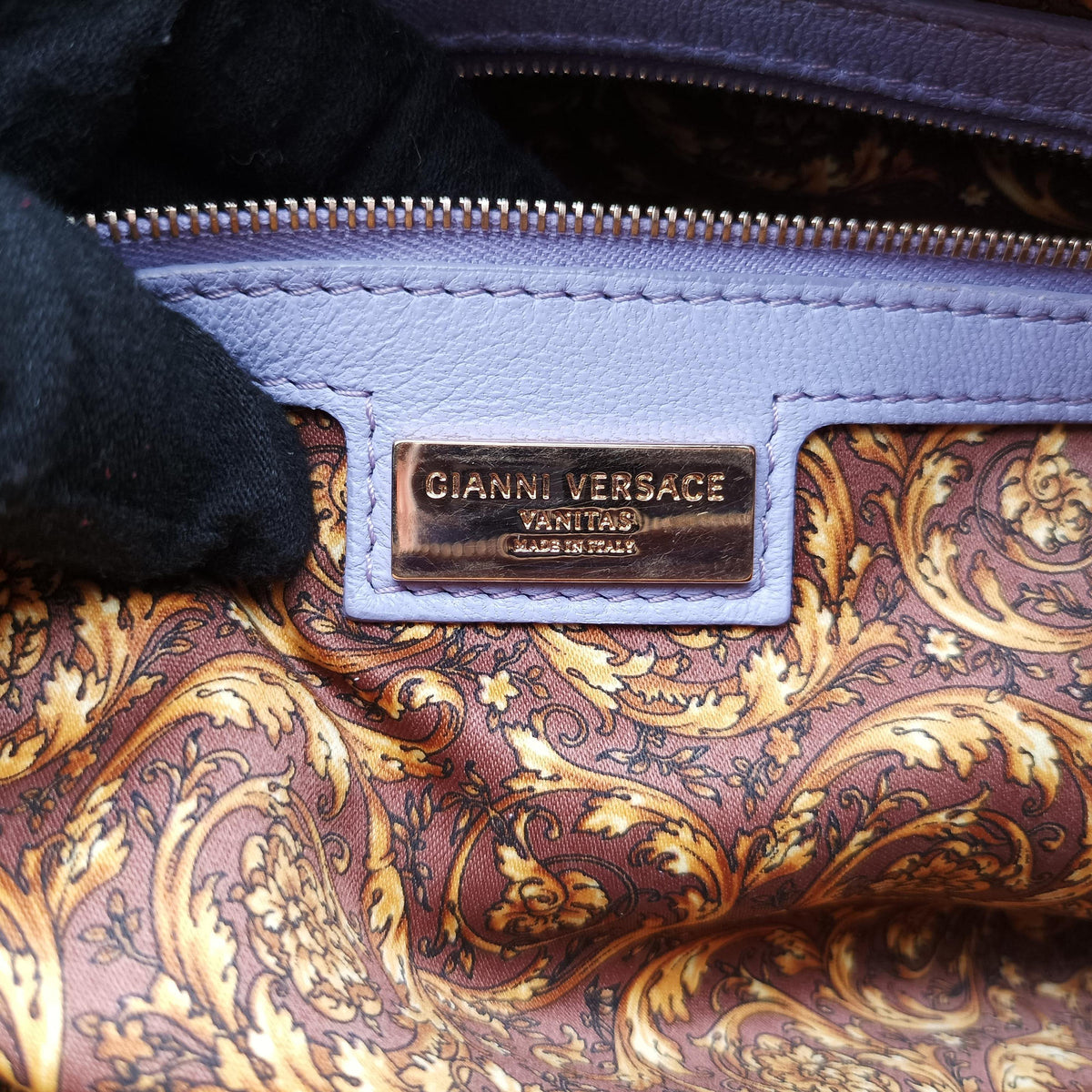Pre-owned VERSACE Medusa Demetra Vanitas Satchel Purple Leather  shoulderbag | stylenewstar
