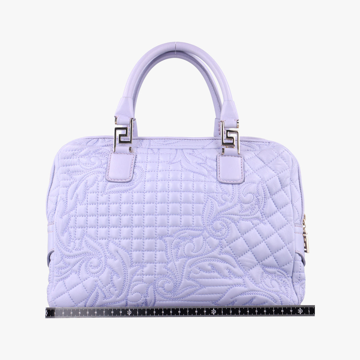 Pre-owned VERSACE Medusa Demetra Vanitas Satchel Purple Leather  shoulderbag | stylenewstar