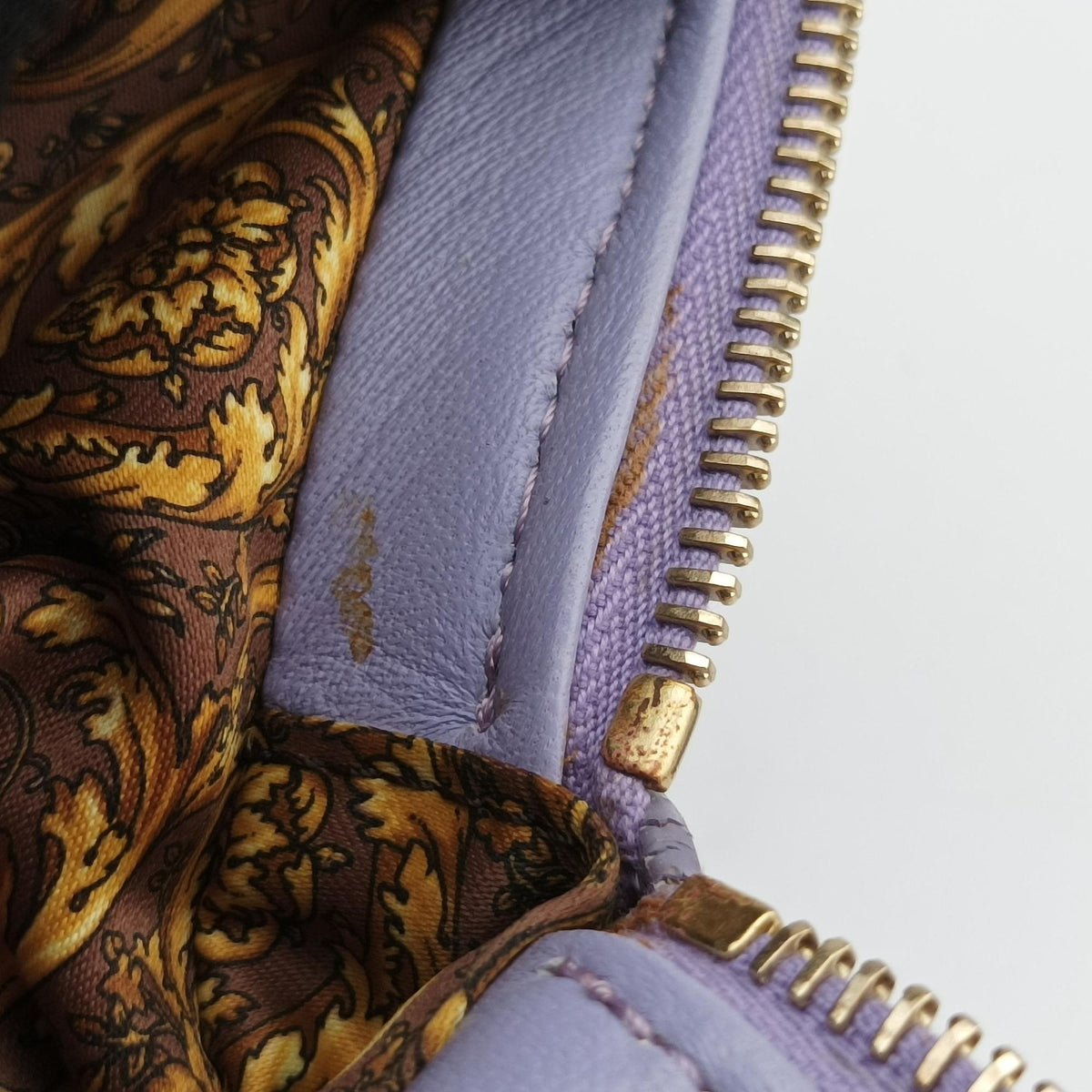 Pre-owned VERSACE Medusa Demetra Vanitas Satchel Purple Leather  shoulderbag | stylenewstar