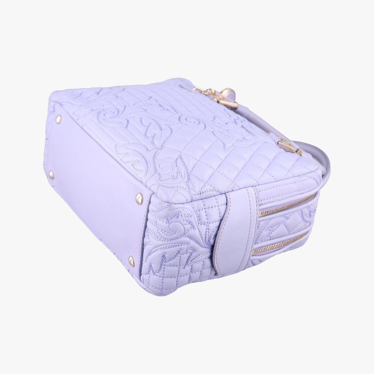 Pre-owned VERSACE Medusa Demetra Vanitas Satchel Purple Leather  shoulderbag | stylenewstar