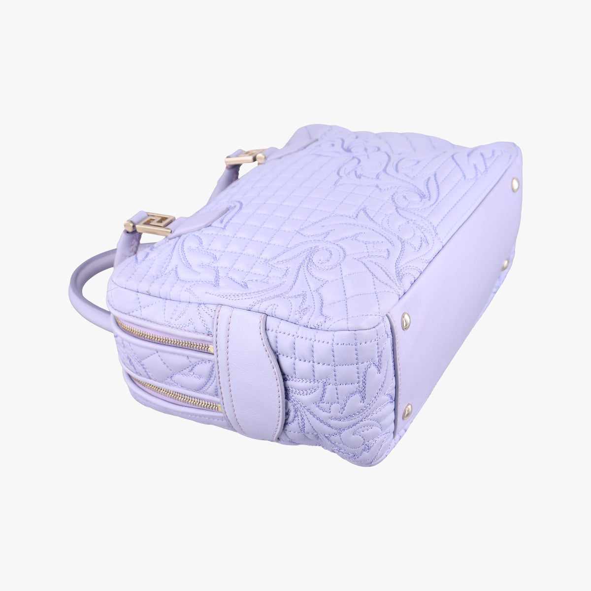 Pre-owned VERSACE Medusa Demetra Vanitas Satchel Purple Leather  shoulderbag | stylenewstar