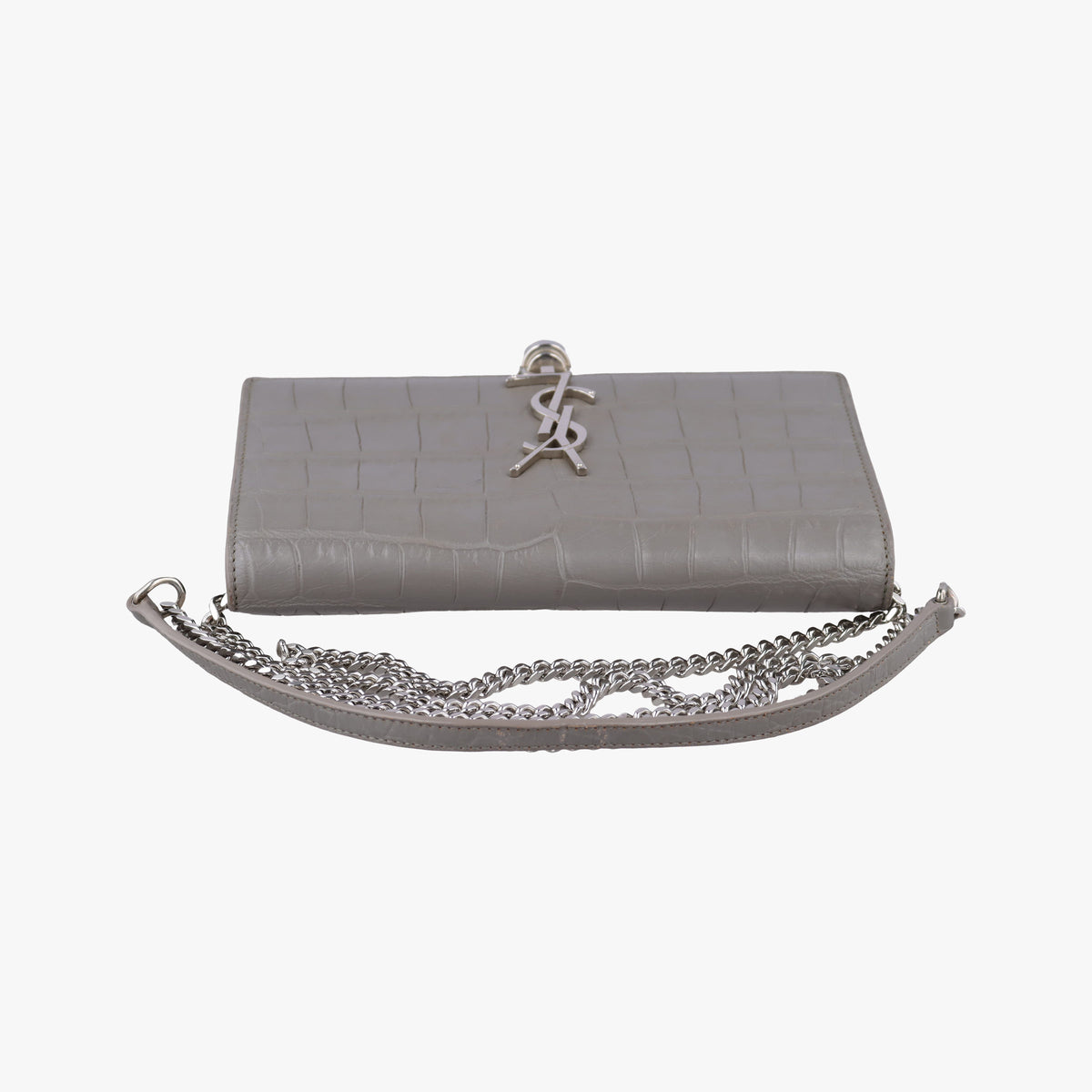 Pre-owned Yves Saint Laurent KATE Grey Leather 452159 shoulderbag | stylenewstar