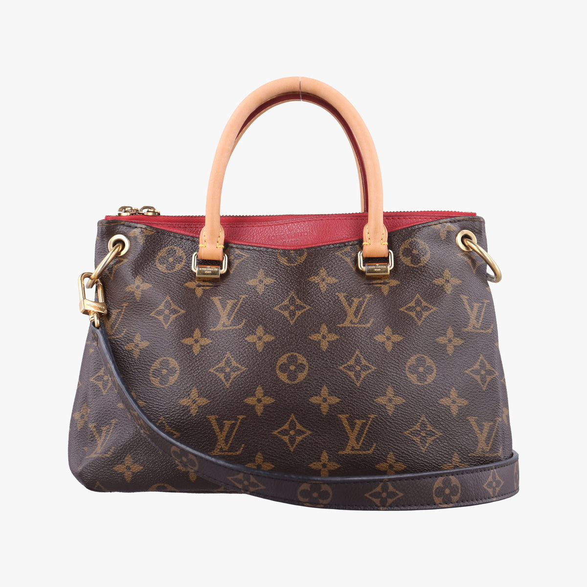 Pre-owned Louis Vuitton Pallas BB brown×CERISE Monogram Canvas×calf leather M41241 shoulderbag | stylenewstar