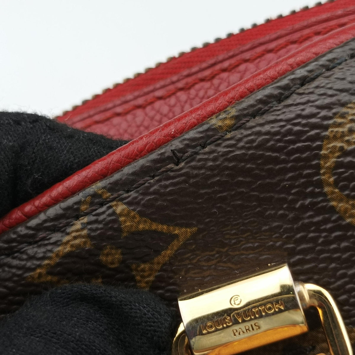Pre-owned Louis Vuitton Pallas BB brown×CERISE Monogram Canvas×calf leather M41241 shoulderbag | stylenewstar