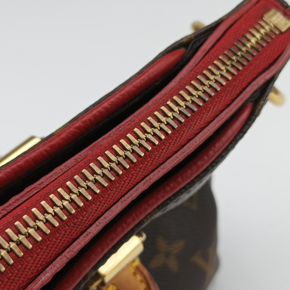Pre-owned Louis Vuitton Pallas BB brown×CERISE Monogram Canvas×calf leather M41241 shoulderbag | stylenewstar