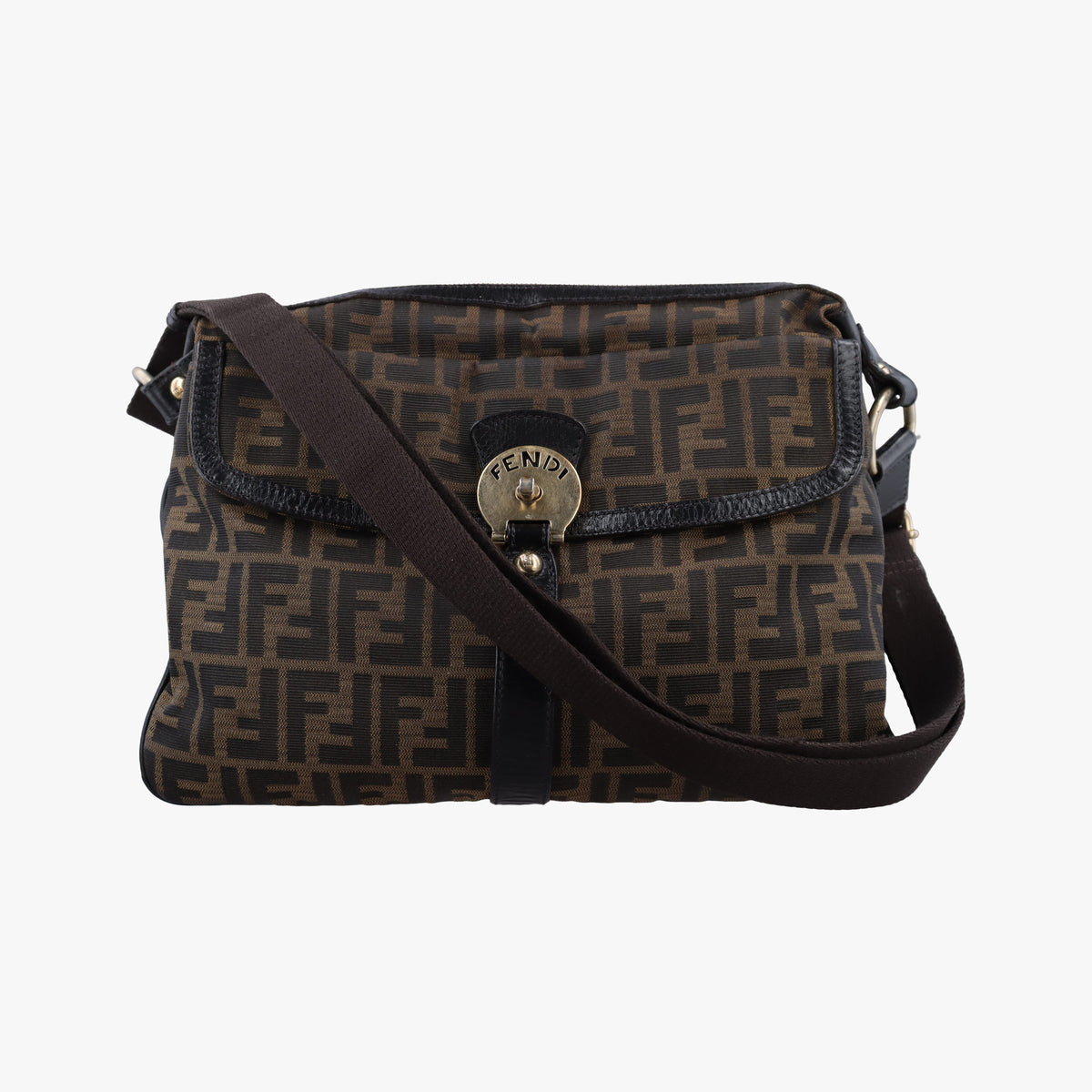 Pre-owned Fendi Zucca Brown canvas 8BT142 shoulderbag | stylenewstar
